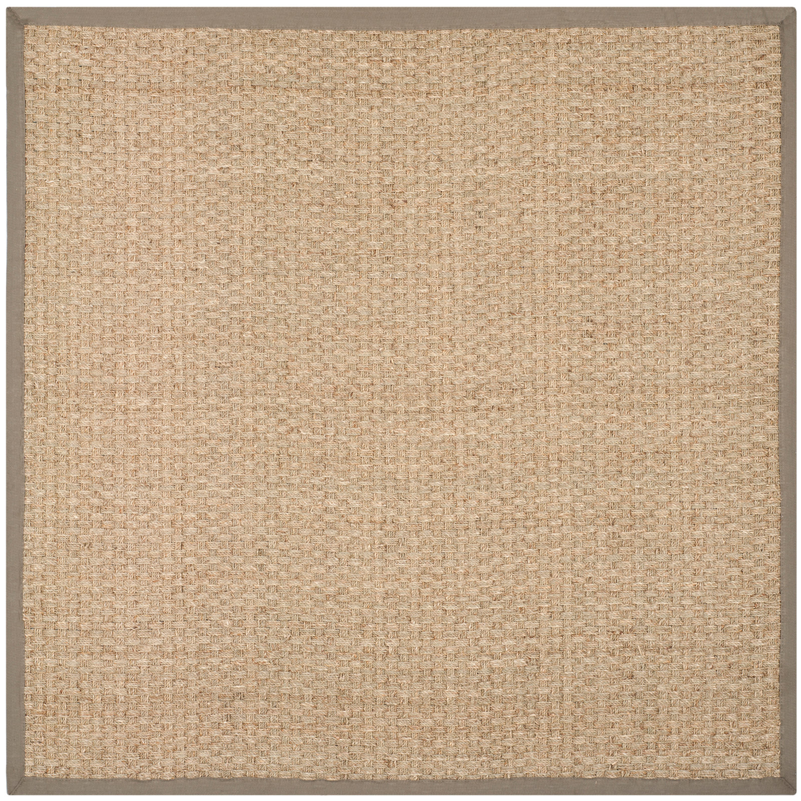 Lasone Natural Gray Seagrass Rug, Square 6'