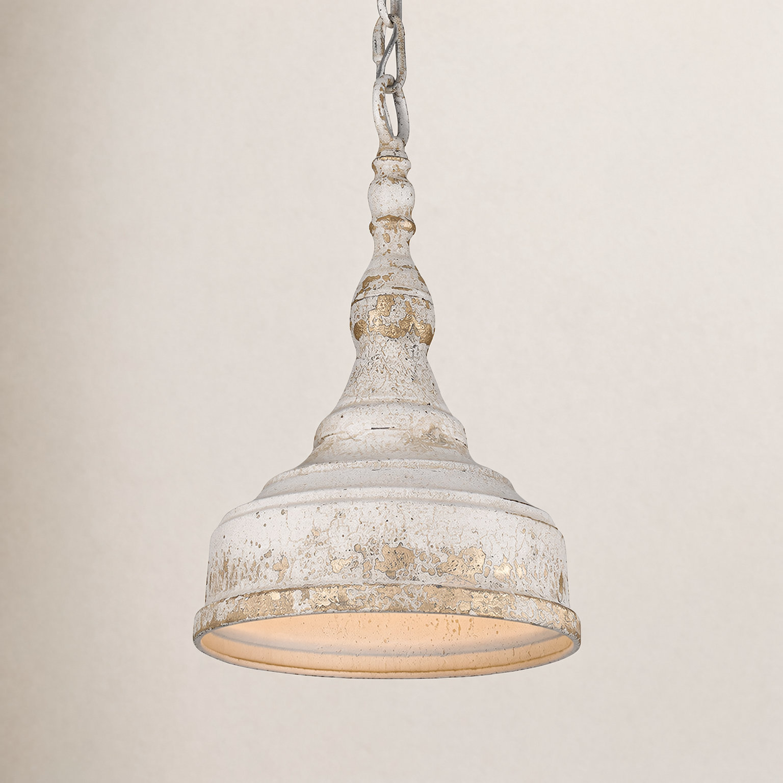 Claudette Single Light Steel Dimmable Pendant, Antique Ivory
