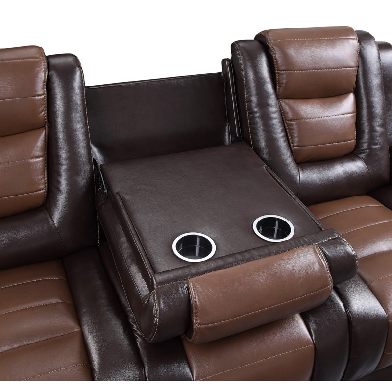 Ensemble de canapés inclinables 3 pièces Furniture, Brun / Noir, 5