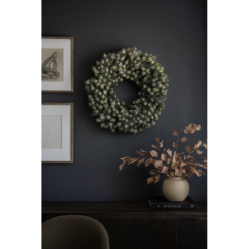 Dried Nigella Spring Wreath, 22" H x 22" W x 5" D