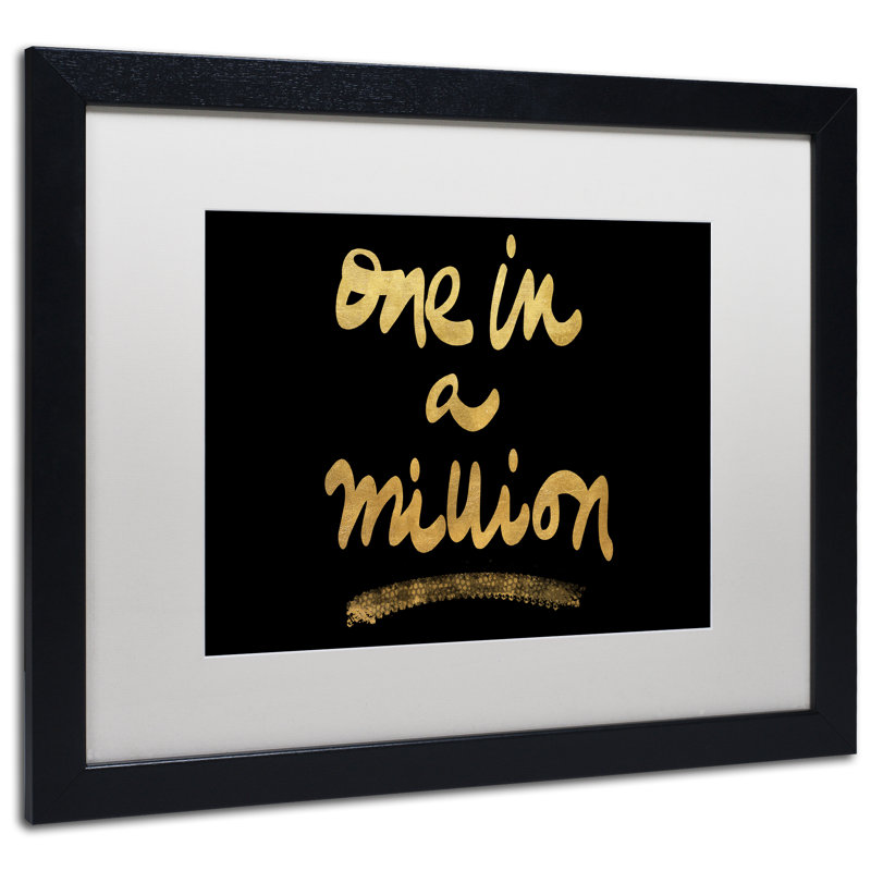 « millions sur noir », art textuel encadré, H 16 po x l 20 po x P 0,5 po, Blanc
