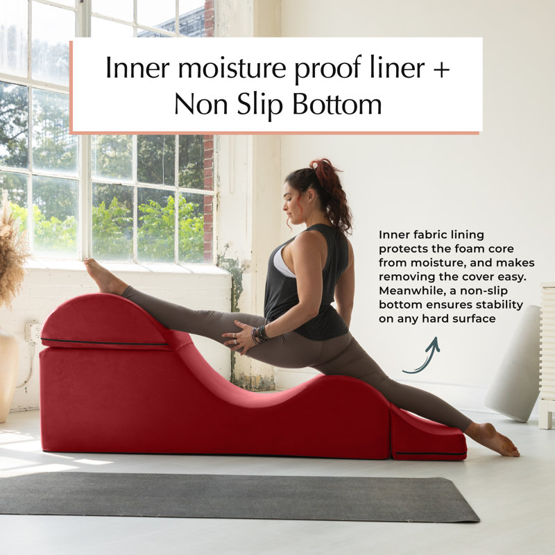 Kami Convertible Chaise / Bed Bench for Yoga & Massage - 2-In-1 Ottoman with Yoga Lounge Chair, Black Velvet