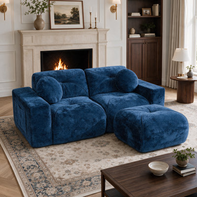 Velvet Boneless Modular Sectional Couch for Living Room No Assembly Required