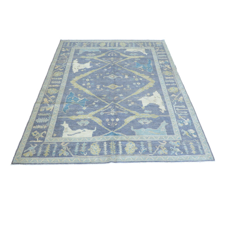 Tapis oriental bleu denim noué à la main 8 pi 2 po x 10 pi 2 po 4E7F848EAC8347BEB5BBF26198287D73