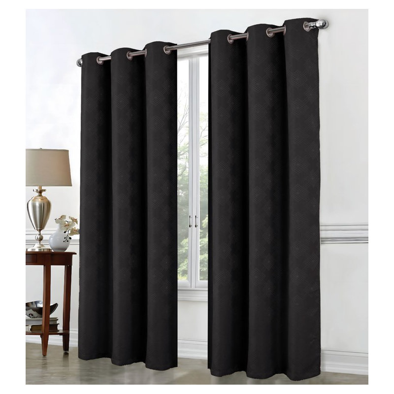 Celeste Shimmer Window Curtain Panel Pair, Black