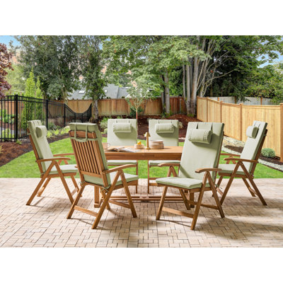 Aarica 6 - Person Acacia Patio Dining Set with Rectangular Table , Cushions Included