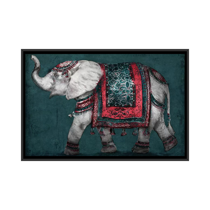 Éléphant Regal par Patricia Pinto-impression d’art graphique, H 48 po x l 32 po x P 1,5 po, Toile avec cadre noir