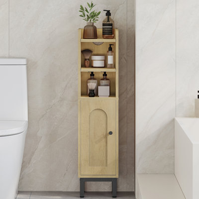 Bathroom Cabinet, Small Corner Floor Cabinet with Door and Shelves, Narrow Toilet Paper Cabinets, Bathroom Organizer with Adjustable Shelf, for Small Spaces