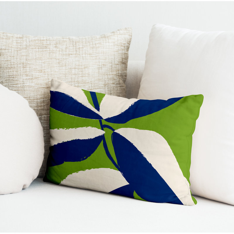 Coussin décoratif intérieur / extérieur en polyester filé Vani, Chartreuse, H 14 po x l 20 po