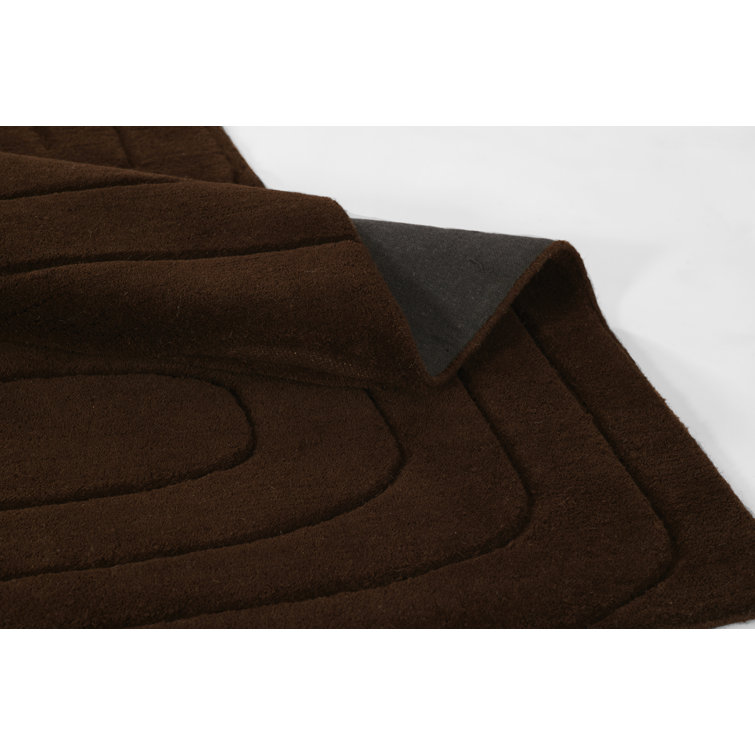 Aelin Wavy Hand Tufted Wool Brown Area Rug