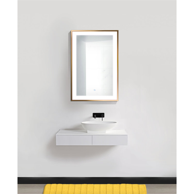 Ednaoverdorf Flat Wall Mirror, Gold, 36" x 24"