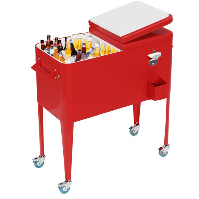 Ozwald Winston Porter 80 Quarts Serving Station / Cart Cooler with wheels