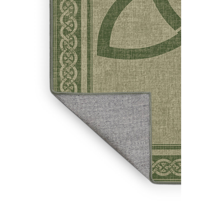 Machine Washable Bleigh St Patties Modern & Contemporary Abstract Rug in Brown – SageGreen Binding, 6x9