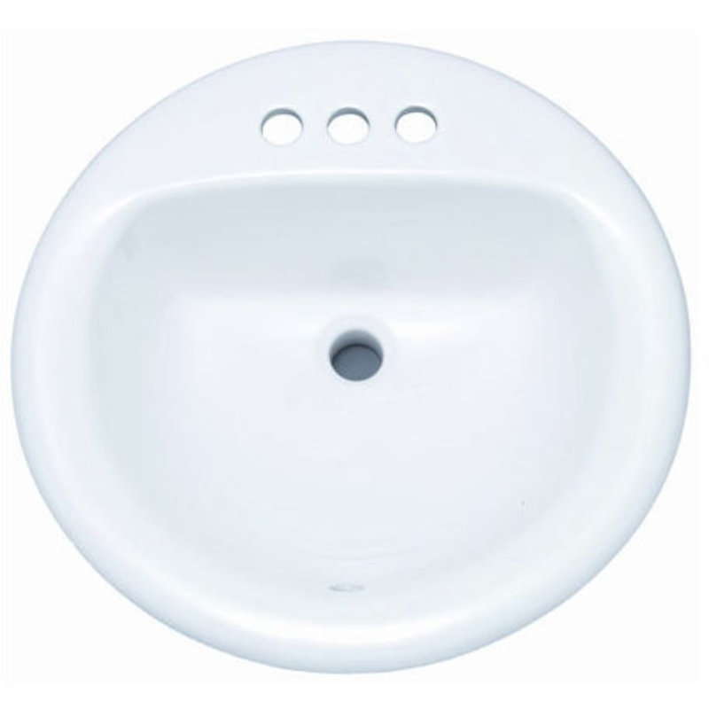 Proflo 19'' Vitreous China Circular Bathroom Sink with Overflow, White