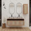 Meuble-lavabo 48 po avec lavabo d'art 2 en céramique et armoire latérale, 4 portes à fermeture douce, montage flottant, contreplaqué (emballage KD)-1800331618