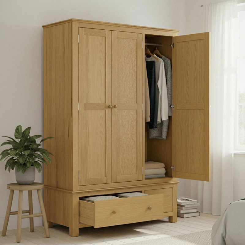 Bankey 3 Door Solid Wood Wardrobe