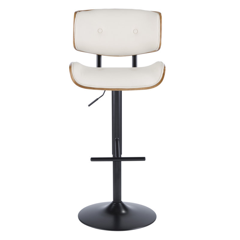 Aliane Swivel Upholstered Adjustable Height Counter Stool with Metal Frame, Cream