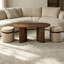 Ensemble de table basse ovale en bois de style moderne du milieu du siècle avec 2 poufs assortis