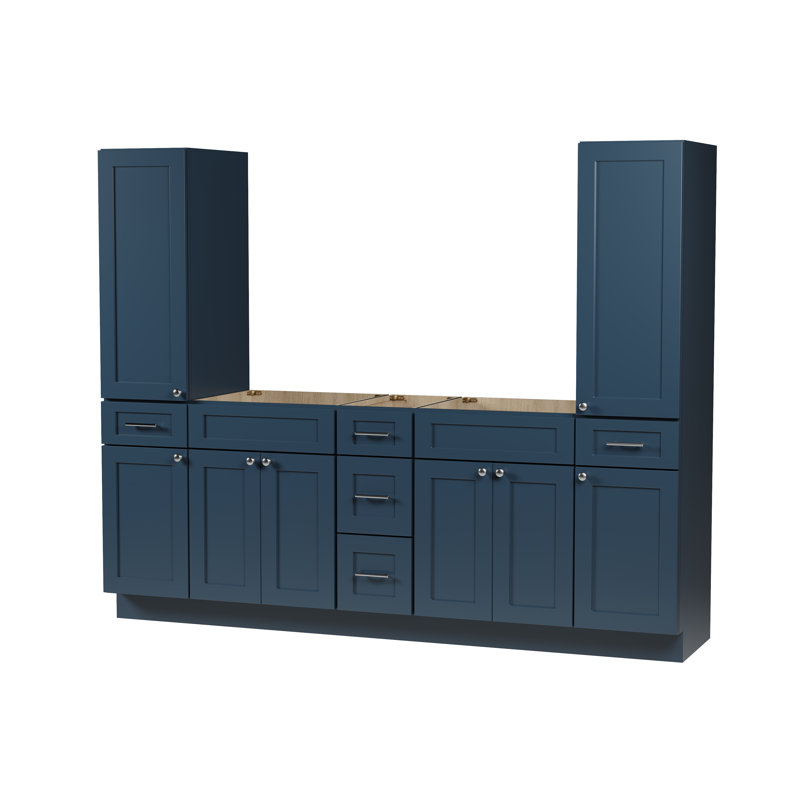 Ensemble de meuble-lavabo double 90 po Disar, Bleu