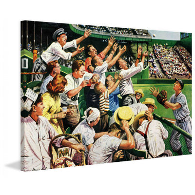 Catching Home Run Ball by Stevan Dohanos - Wrapped Canvas Print