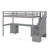 Twin Size Loft Bed Frame With Desk And Drawer-1952266301