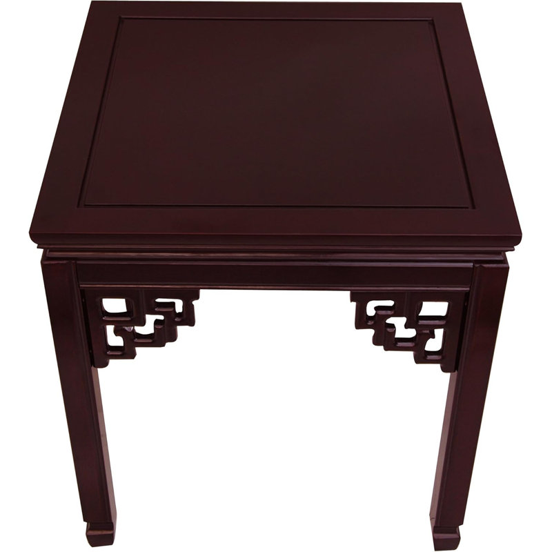 Rosewood Square Ming End Table With Floating Panel Design - Handcrafted Chinese Style Accent Table For Living Room, Bedroom, Or Office