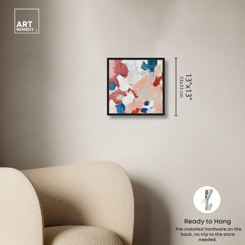 Art Remedy, toile abstraite colorée, H 13 po x l 13 po, Cadre flottant noir
