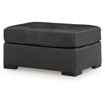 Keaton Oversized Accent Ottoman, Black Faux Leather, 40 Inch
