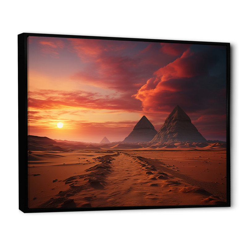 Égypte, paysage des sables éternels - reproduction sur toile, H 30 po x l 40 po x P 1,5 po, Cadre flottant noir