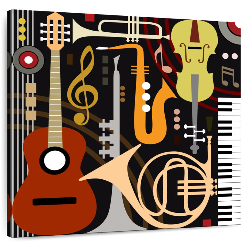Abarca, instruments de musique abstraits, H 24 po x l 24 po
