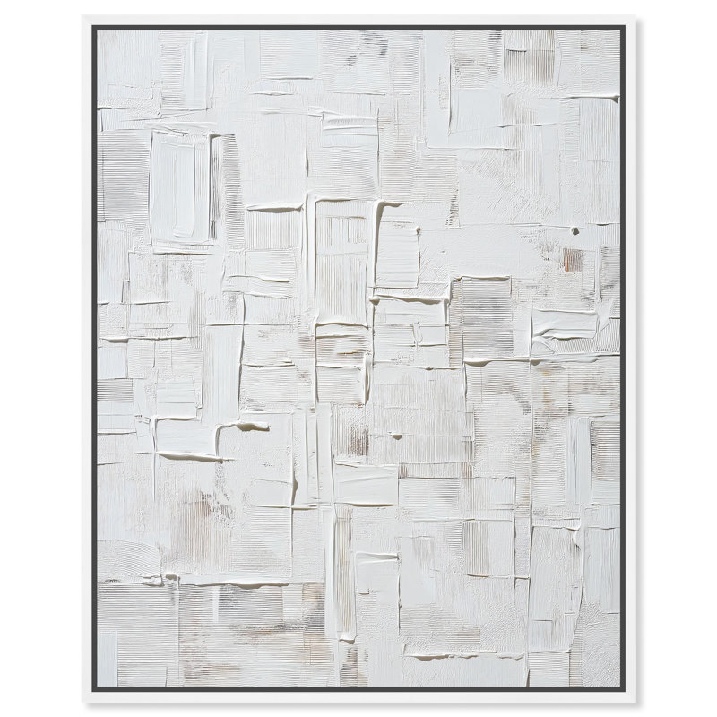 «White Palimpsest Surface II Boho», reproduction d'art sur toile par Art Remedy, H 36 po x l 45 po, Cadre doré