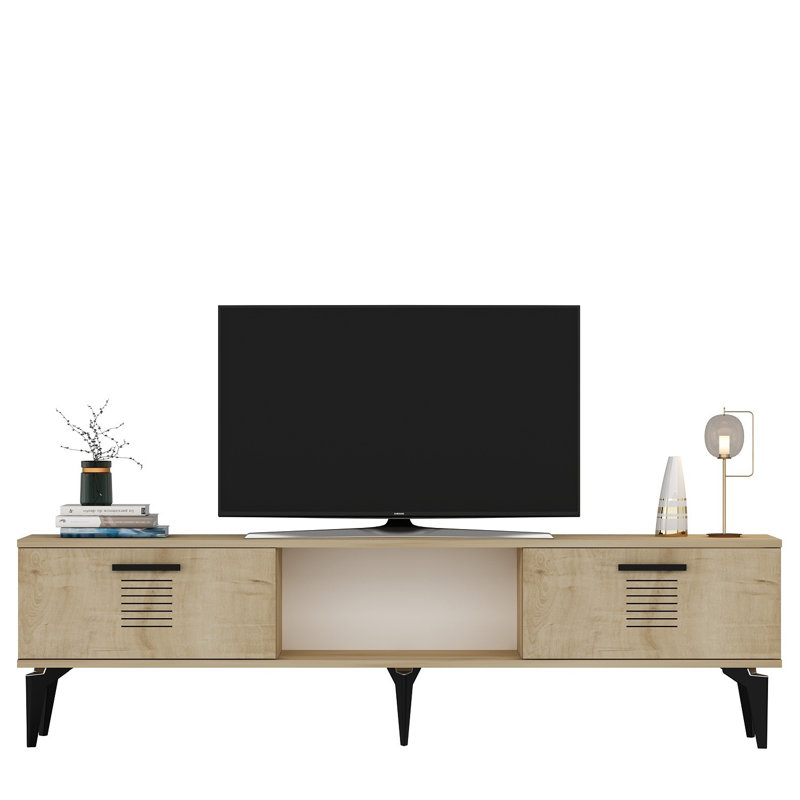 Catena Modern TV Stand in Sapphire Oak, 59.1 x 17.6 x 11.6 inches | 100% Melamine Coated Particle Board, Thickness: 0.7 inches | Stylish & Functional Design for Living Room & Entertainment Areas, Durable & Elegant
