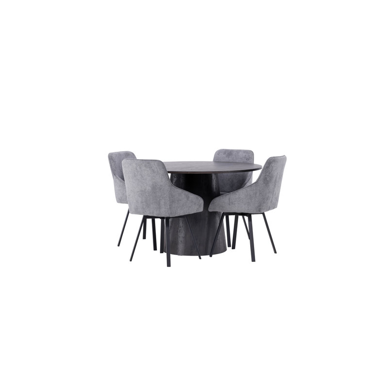 Burroughs 4 - Person Dining Set, Grey, Black, Grey