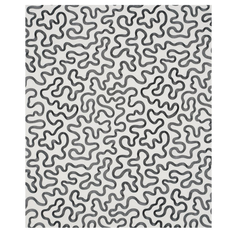 Riley Embroidery Fabric, Black/Ivory