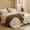 Ensemble d'édredon pour grand lit Beige, ensemble de lit touffeté Boho, literie à carreaux Shabby Chic, 3 pièces, 1 édredon géométrique à carreaux et 2 taies décoratives