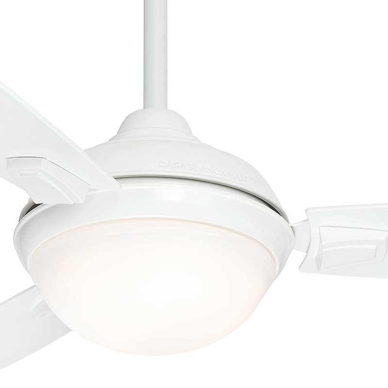44" Verse 3 - Blade Outdoor Standard Ceiling Fan with Remote Control and Light Kit Included, Fresh White