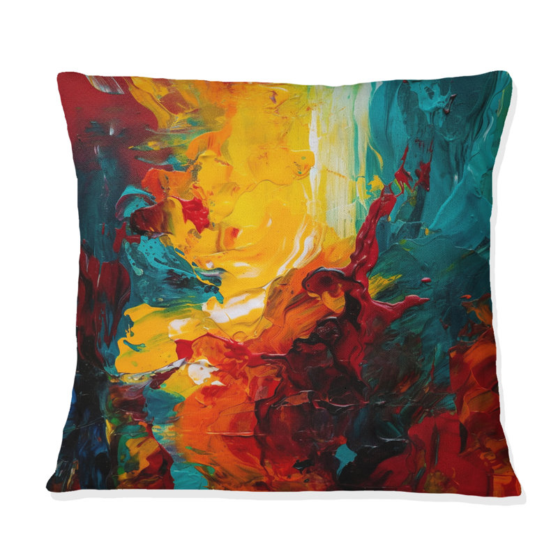 Coussin décoratif jaune et turquoise Journey Of Abstraction II - Abstract Abstract