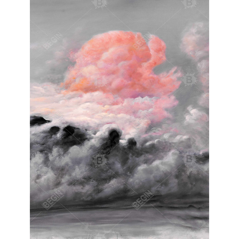 Nuage rose - Toile contemporaine grise pour la décoration intérieure