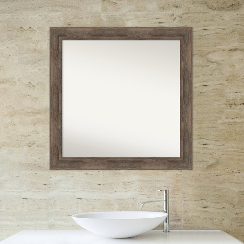 Miroir mural non biseauté en bois franc, 30,75 po x 30,75 po