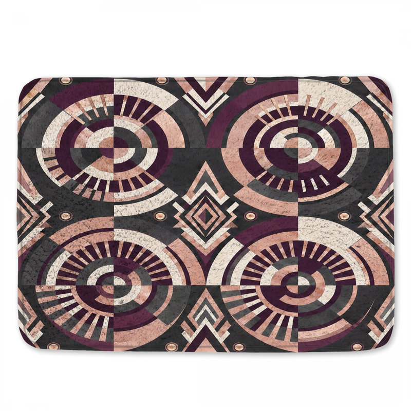 Tapis de bain à motif de cercles géométriques, 24in W x 17in L