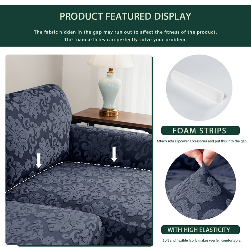 Box Cushion Sofa Slipcover, Grayish Blue