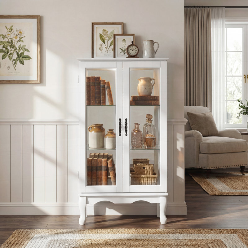 Vitrine lumineuse avec tablettes réglables, White
