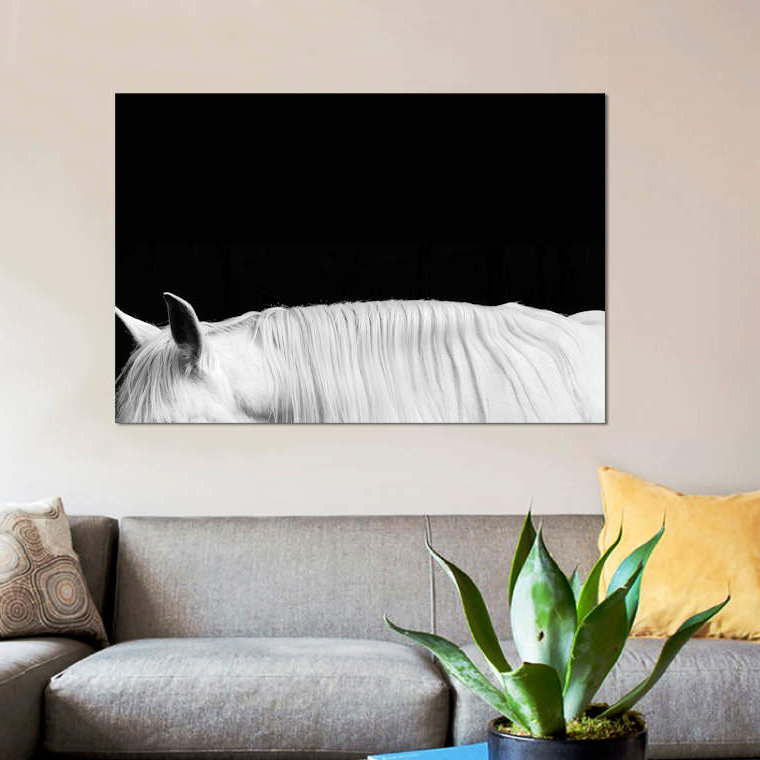 «White on Black II» par Samantha Carter - impression sur toile tendue, H 12 po x l 18 po x P 1,5 po, Pas de tapis