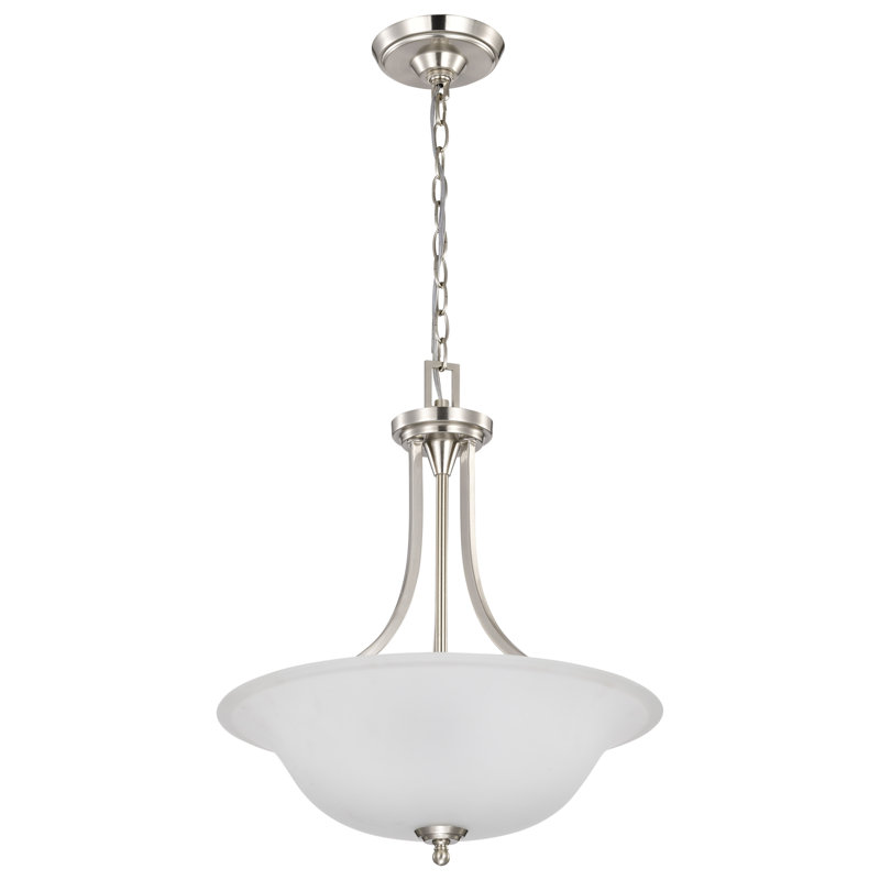 3 - Light Unique/Statement Pendant, Brushed Nickel / Frosted