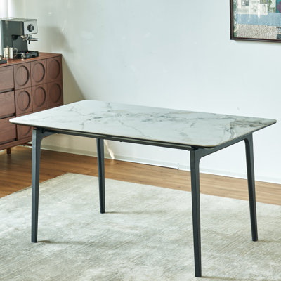 Sintered Stone Resin Art Table With Black Legs, Spacious For 6-8 Artists Superior Quality Gaming Table, Players