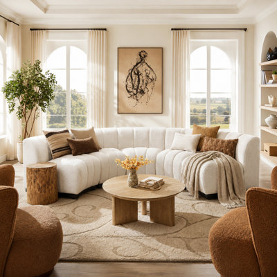 105" Modern Curved Modular Sectional Sofa, Chenille Upholstered Couch With Solid Wood Base