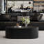 Table basse ovale avec rangement dissimulé