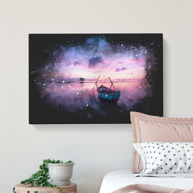 Vacant Rowboat upon the Lake - Wrapped Canvas, 40cm H x 60cm W x 3cm D