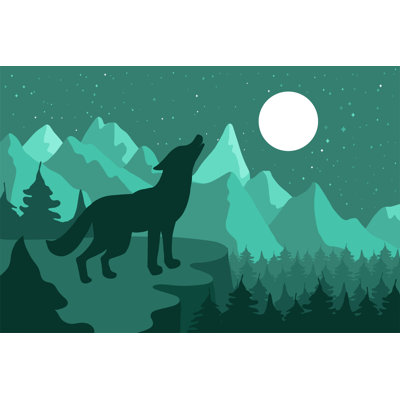 Fuhrman Wolf In The Night Coniferous Forest - Wrapped Canvas Print