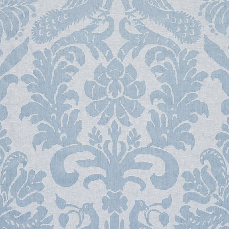 Anna Damask Fabric, Soft Blue